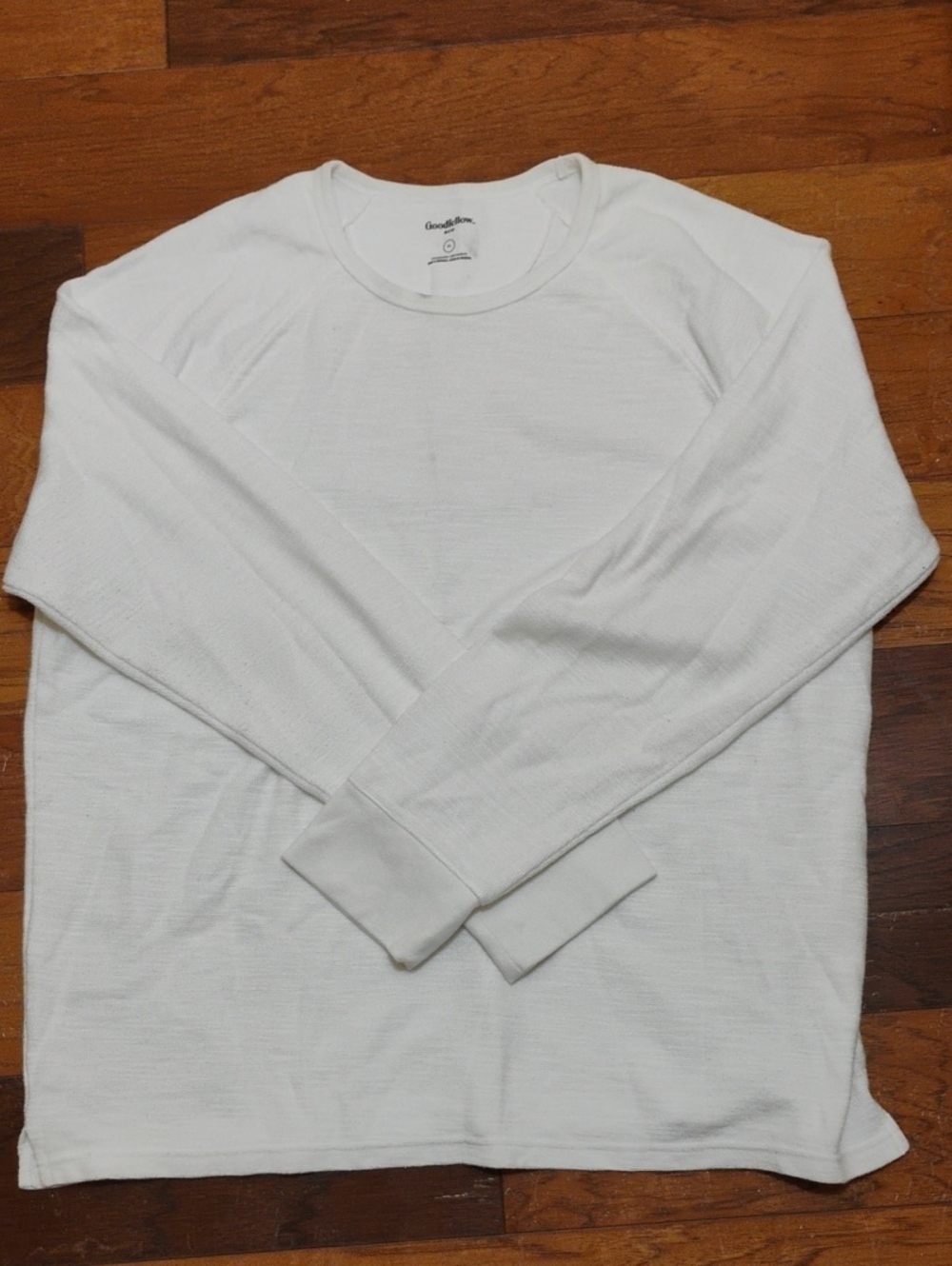 Goodfellow & Co White Long-Sleeve Waffle Thermal Tee